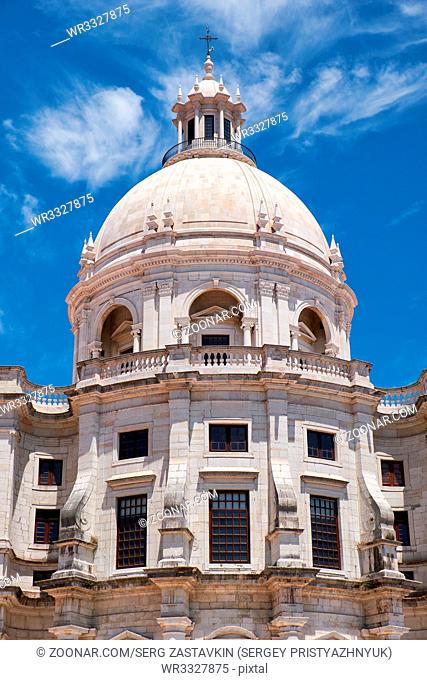 The baroque style central facade of National Pantheon, originally Church of Santa Engracia. Lisbon. Portugal