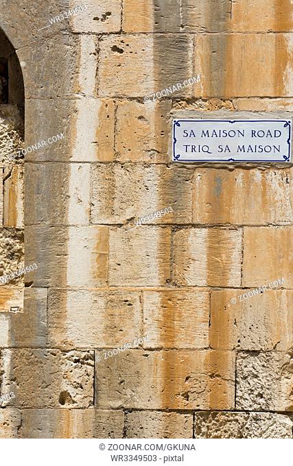 Street sign in the city of Mdina that was founded as Maleth in around the 8th century BC by Phoenician settlers on the island of Malta