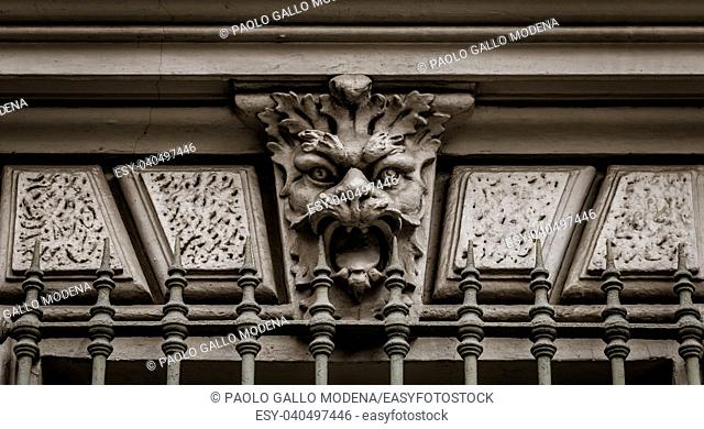Italy, Turin. This city is famous to be a corner of two global magical triangles. This is a protective mask of stone on the top of a luxury palace entrance