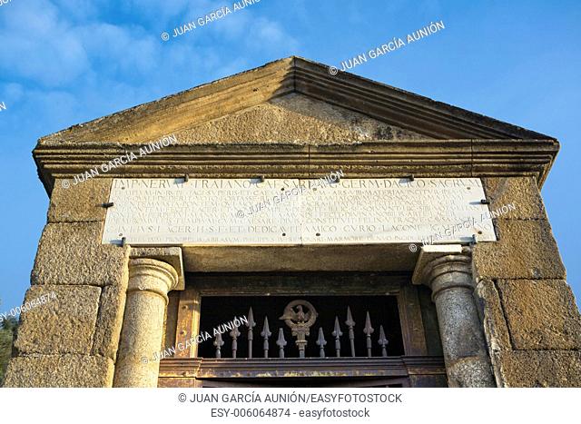 Alcantara temple, constructed as an offering to Trajan and the gods of Rome beside Alcantara Roman Bridge, Extremadura, Spain
