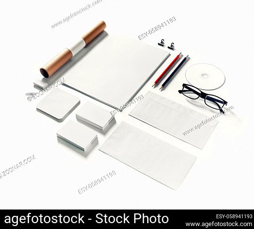 Blank stationery set on paper background. Template for branding identity. For graphic designers portfolios