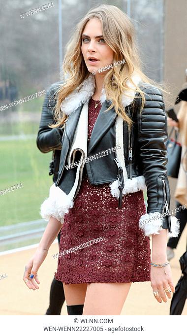 London Fashion Week Autumn/Winter 2015 - Burberry Prorsum - Outside Arrivals Featuring: Cara Delevingne Where: London, United Kingdom When: 23 Feb 2015 Credit:...