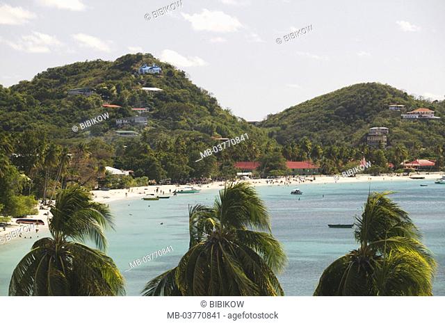 Grenada, West coast, Grand Anse  Bay, swimmers,  Caribbean, West Indian islands, little one Antilles, islands over the wind, island, coast, bay, bath bay, palms