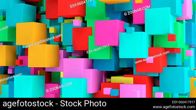 Futuristic Copyspace Background Made of Colorful Cubes
