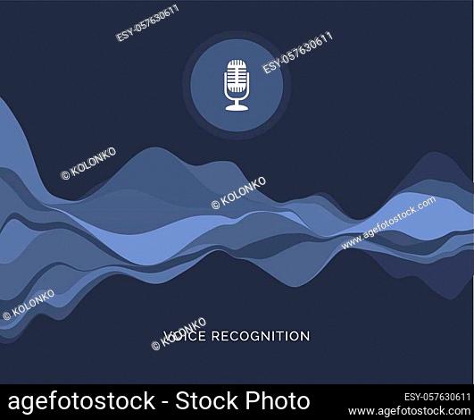 Voice recognition wave sound ai icon. Music microphone voice recognition car or phone