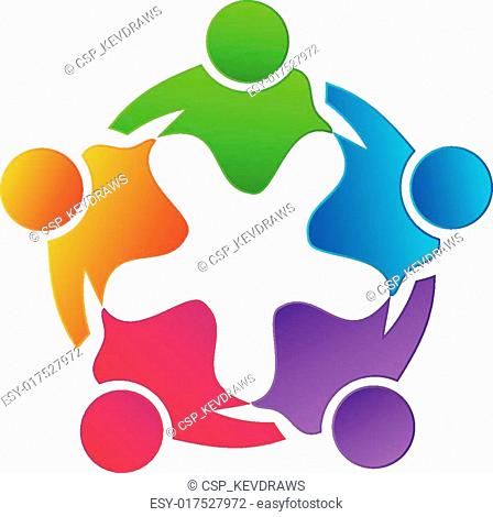 Teamwork hug people colorful logo