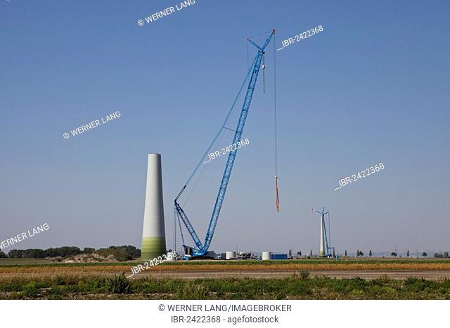 Construction of an Enercon E82 wind turbine, Windpark Grosshofen wind farm, Marchfeld, Lower Austria, Austria, Europe