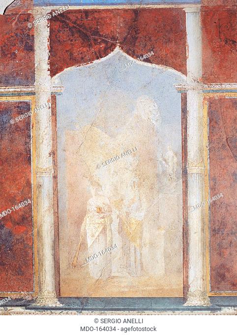 Central aedicule with picture depicting three female figures, by Unknown artist, 25, 1st Century, mural. Italy; Lazio; Rome; Palazzo Massimo alle Terme;...