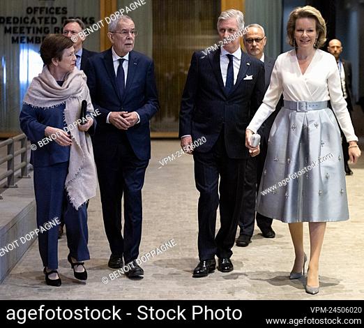 Austrian First Lady Doris Schmidauer, Austrian President Alexander Van der Bellen, King Philippe - Filip of Belgium and Queen Mathilde of Belgium arrive for a...
