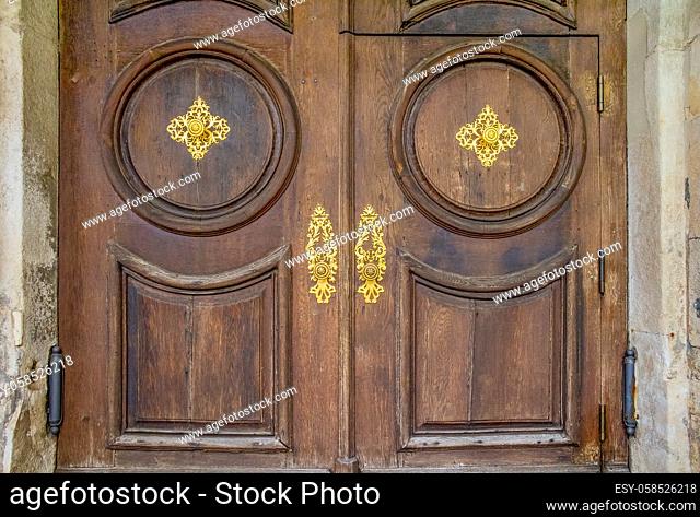 historic door detail seen in Straubing, a city of Lower Bavaria in Germany