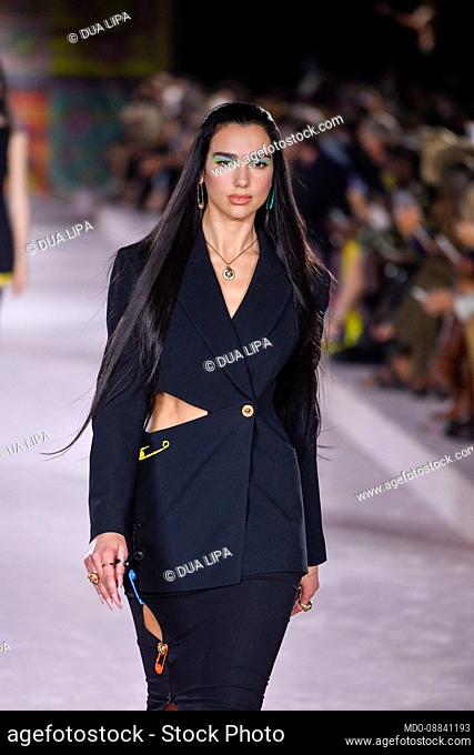 English singer, songwriter and model Dua Lipa walks the runway at the Versace fashion show Spring Summer 2022. Milan (Italy), September 24th, 2021