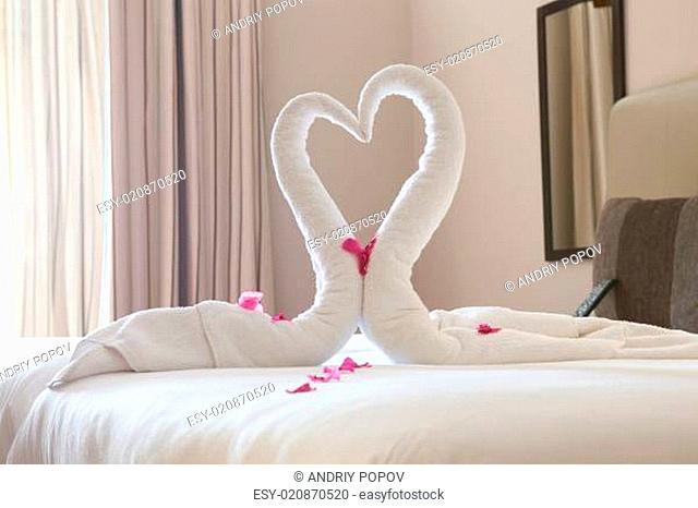 Two Swans Made Of Towel