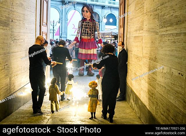The Amal puppet, made by Handspring Puppet Company, arrives at the Piccolo Teatro Grassi, the Milanese stage of the international project The Walk - Amal
