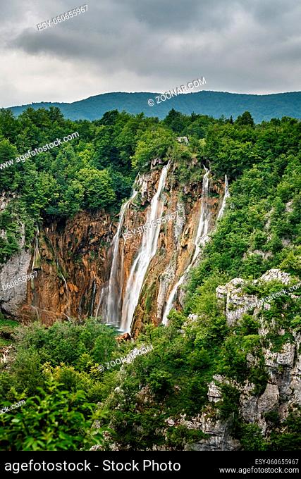 Waterfall in Plitvice Lakes National Park, Croatia
