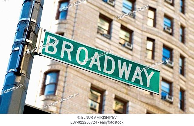 Famous broadway street signs in downtown New York