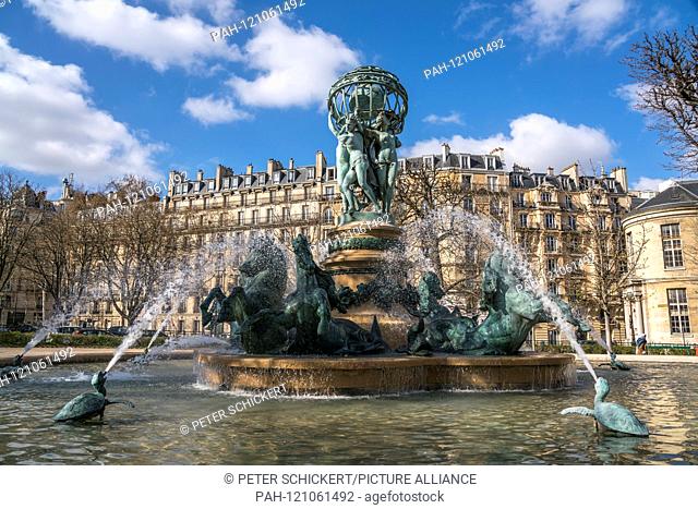 Brunnen Fontaine des Quatre-Parties-du-Monde im im Jardin Marco-Polo, Paris, Frankreich | fountain Fontaine de l'Observatoire at Jardin Marco-Polo, Paris