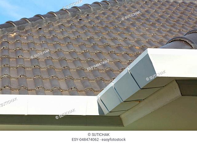 gutter on roof top residential building house