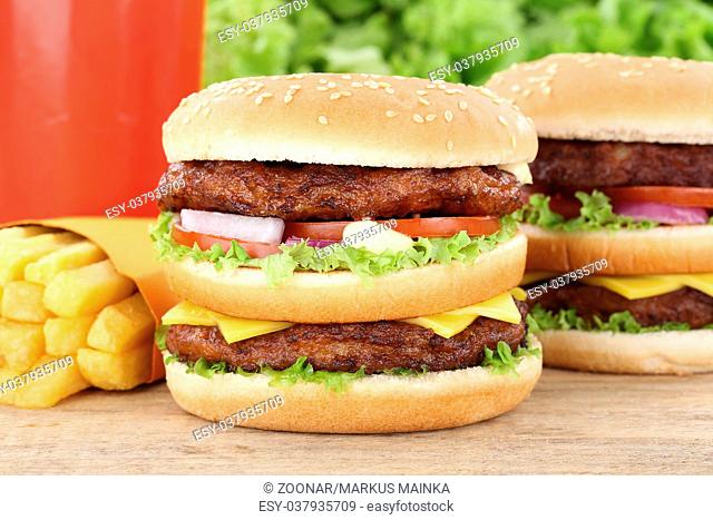 Doubleburger Double Burger Hamburger Menu Menü Menue Pommes Frites Getränk