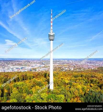 Stuttgart tv tower skyline aerial photo view town architecture travel square traveling