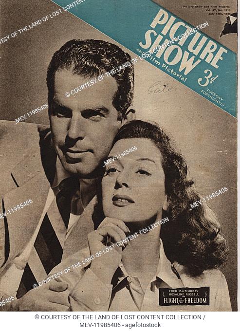 Picture Show July 17th 1943 - Front cover, Fred MacMurray, Rosiland Russell, 'Flight for Freedom