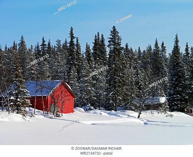 wooden hut in lapland