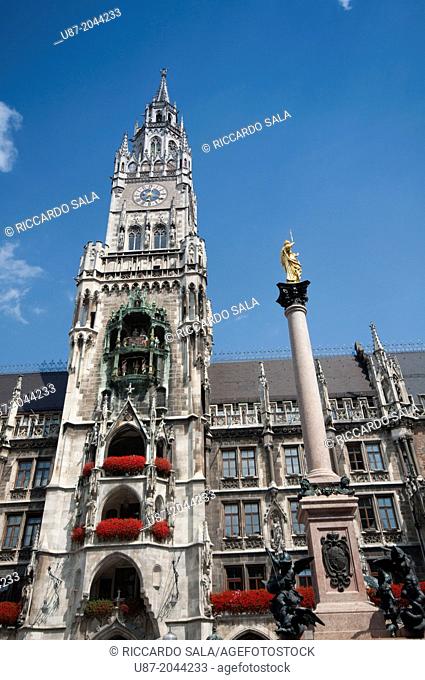 Germany, Bavaria, Munich, Marienplatz, Neues Rathaus, New Town Hall