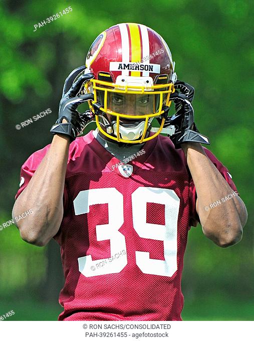 Cornerback David Amerson (39), the Washington Redskins' second round pick out of Georgia in the recent NFL draft, participates in the team's rookie minicamp at...