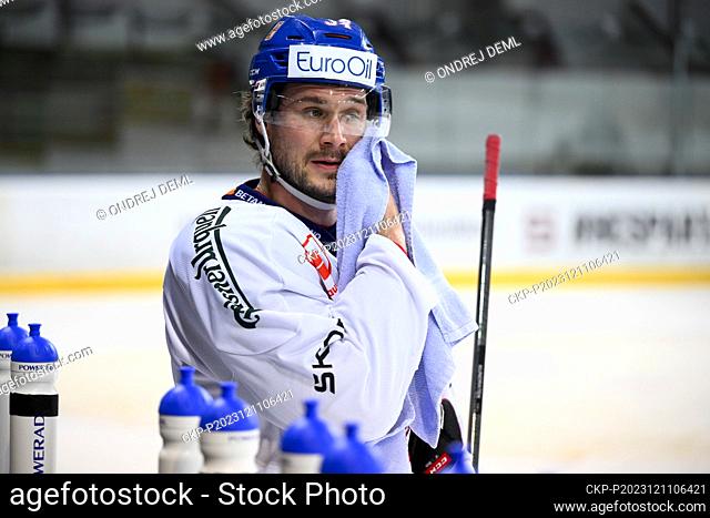 Tomas Kundratek attends the training session of Czech national ice hockey team prior to the Swiss Ice Hockey Games, part of the Euro Hockey Tour, in Prague