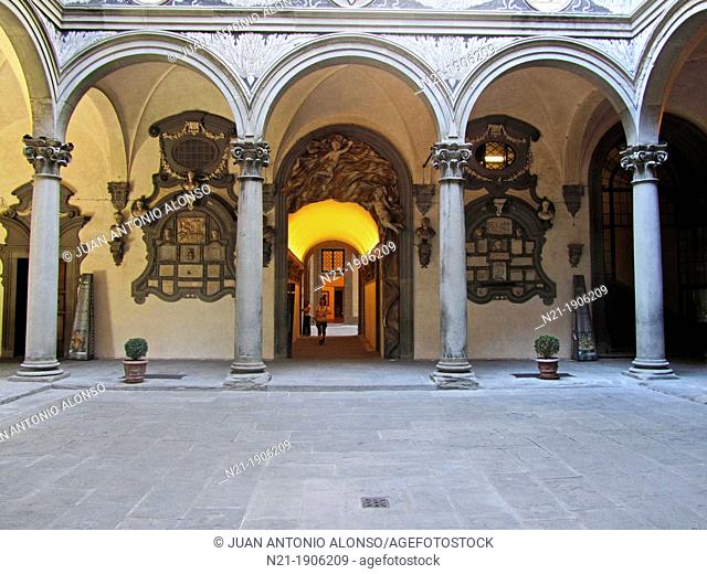 Courtyard of the Columns, also known as Michelozzo's Courtyard (Cortile delle Colonne or Cortile di Michelozzo). Palazzo Medici-Ricardi