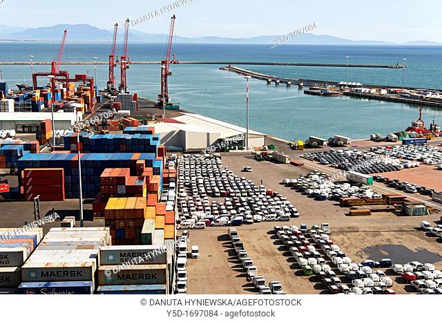Container terminal, Salerno harbor, Campania, Italy, Mediterranean sea, Europe