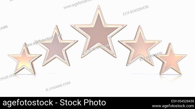 3D rendering of five silver stars isolated on white