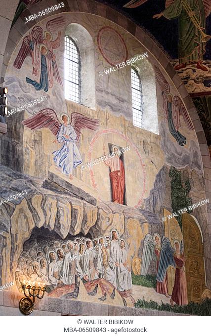 Denmark, Jutland, Viborg, Viborg Domkirke Cathdral, interior frescoes with Jesus Christ