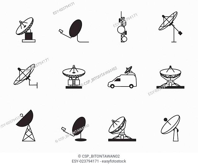 Satellite dish icon set