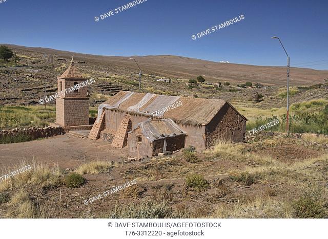 The adobe and volcanic rock church of Socaire, Atacama Desert, Chile