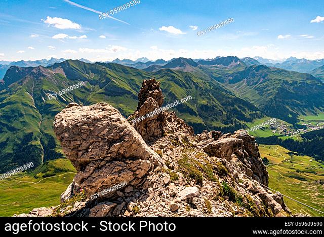 Climbing the Karhorn Via Ferrata near Warth Schrocken in the Lechquellen Mountains in Vorarlberg Austria
