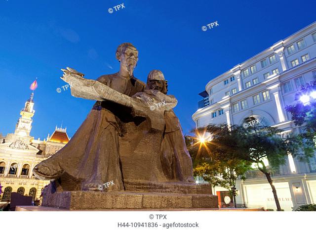 Asia, Vietnam, Ho Chi Minh, Ho Chi Minh City, city, HCMC, Saigon, Ho Chi Minh Statue, statue, Night View