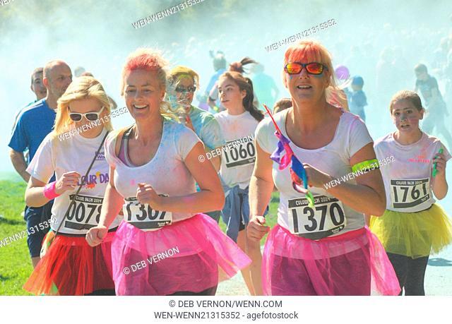 Louis’ sisters Lottie (15), Daisy (10), and Phoebe Tomlinson, (10), took part in a five-kilometre un-timed Colour Dash charity run at Rother Valley Country Park...
