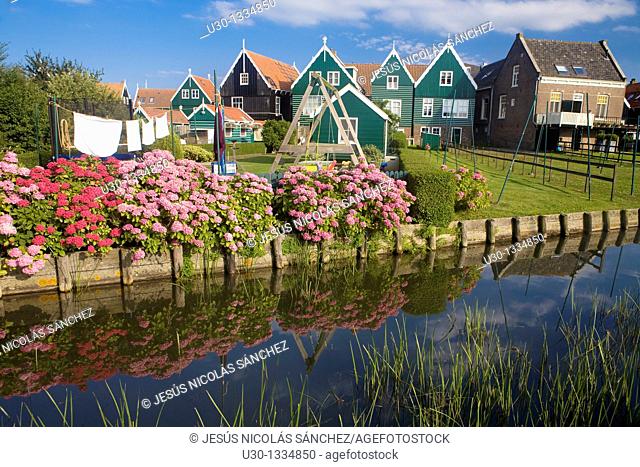 Typical dutch houses in the small town of Marken, in the province of North Holland  Holland