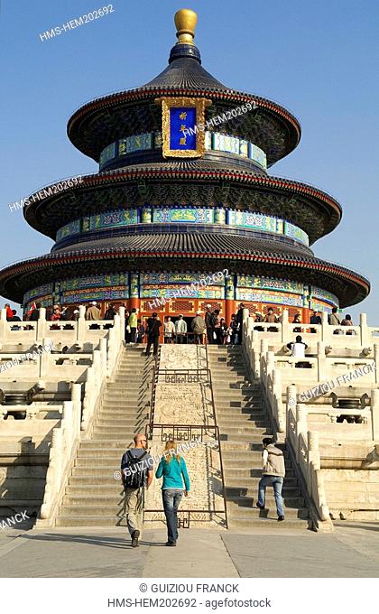 China, Beijing, Temple of Heaven Tian Tan listed as World Heritage by UNESCO, Hall of Prayer for Good Harvests
