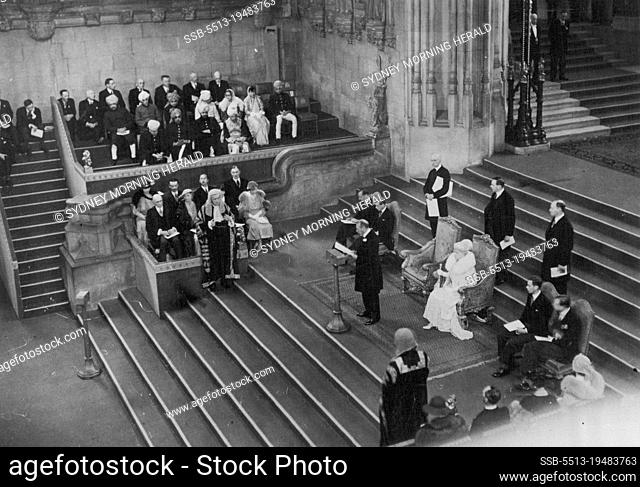 His Majesty King George At Westminster Hall -- Their Majesties the King and Queen drove in an open landau through cheering masses from Buckingham Palace to...