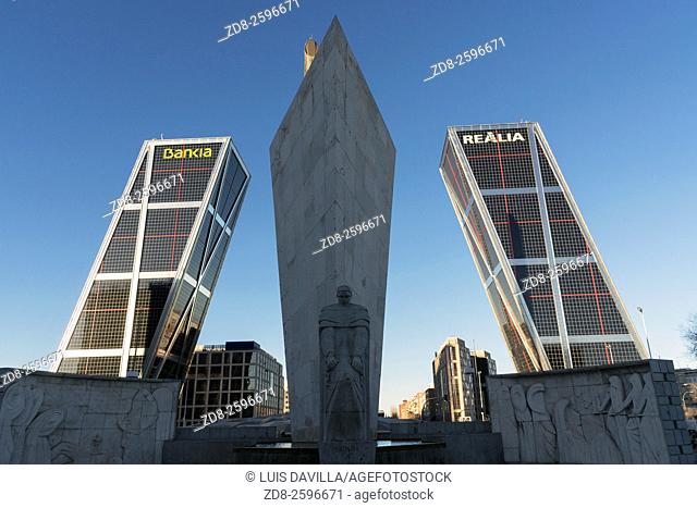 The Puerta de Europa towers (Gate of Europe or just Torres KIO) are twin office buildings in the North of Madrid at Plaza de Castilla