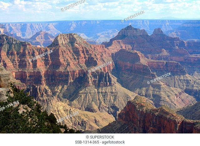 Rock formations at a canyon, North Rim, Grand Canyon National Park, Arizona, USA
