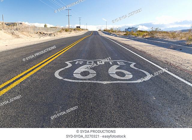 route 66 asphalt road in united states of america