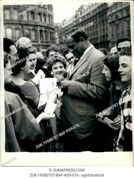 Jul. 07, 1958 - Paul Robeson Goes Sightseeing In London: Paul Robeson, the famous coloured singer, who had arrived in London to appear on television
