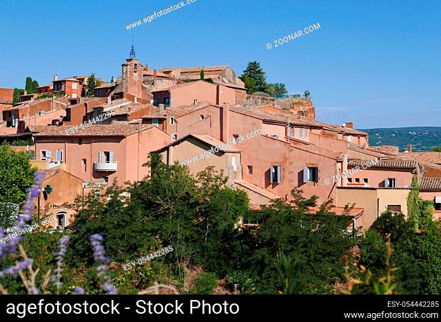 village of vaucluse, roussillon and bonnieux between vineyard and village, France