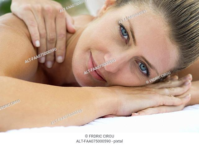 Woman getting a massage, portrait