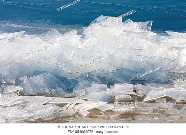 Frozen sea with stack of ice floes