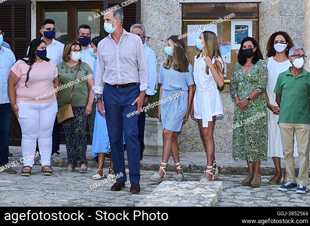 King Felipe VI of Spain, Queen Letizia of Spain, Crown Princess Leonor, Princess Sofia visit Sierra de Tramuntana and the Lluc Sanctuary on Aug 11