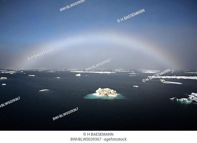 fogbow over the ocean, with drifting ice, USA, Alaska, Beaufort See