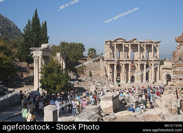 Ruins of Ephesus, ancient excavation site, Celsus Library, Turkey, Asia